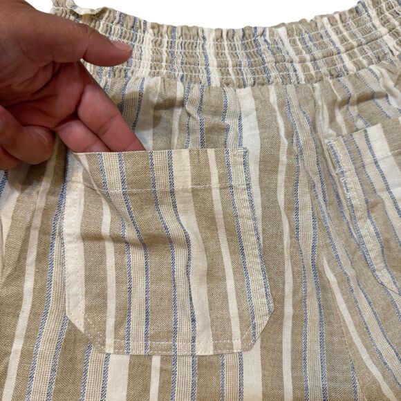 Briggs Women’s Size SMALL Linen/Rayon Shorts Tan/Blue/Cream Striped 4 Pocket - Picture 7 of 9